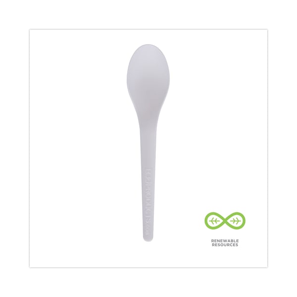 Plantware Compostable Cutlery, Spoon, 6, Pearl White, PK1000